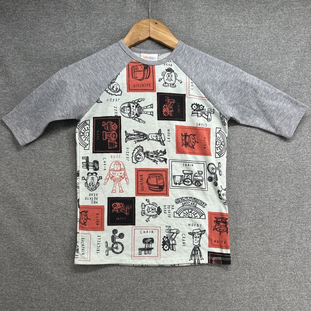 LuLaRoe Sloan Disney Pixar Toy Story Buzz Woody Kids 6 Raglan Graphic Tee Shirt